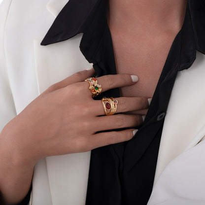 Running Red Agate Ring