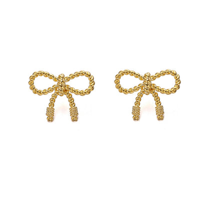 Gold Bow Girl Earrings