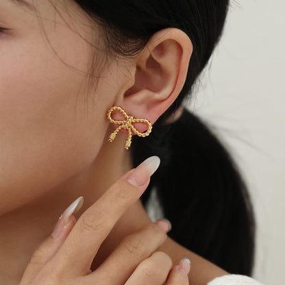 Gold Bow Girl Earrings