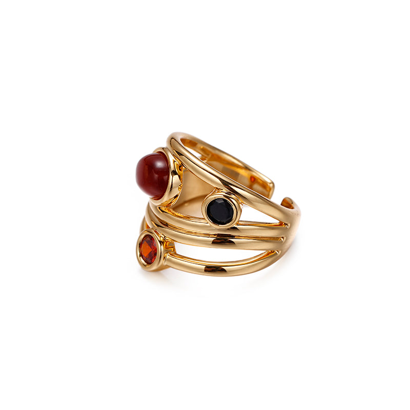 Running Red Agate Ring