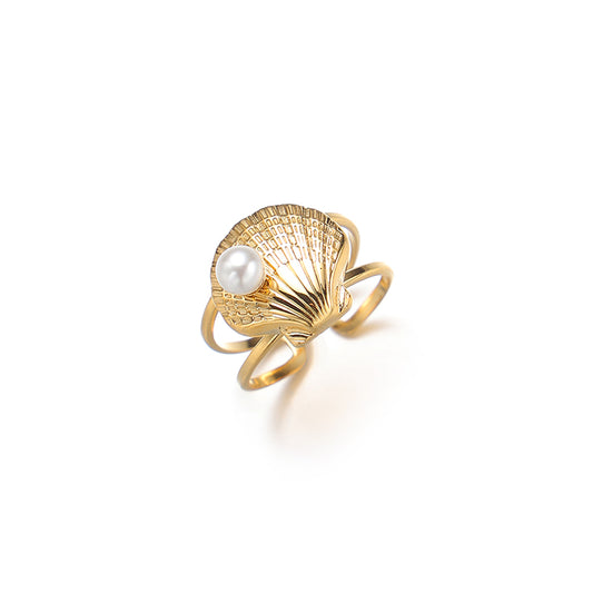 Seashell Splendor Pearl Ring