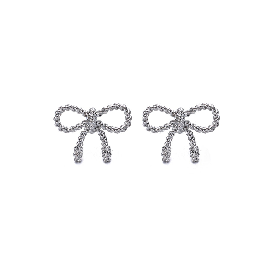 Silver Bow Girl Earrings