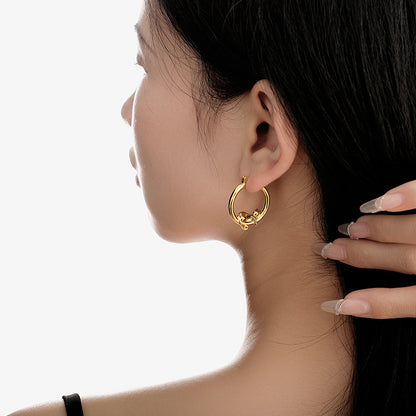 Gold Sleeping Cat Earrings